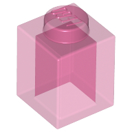Lego kostka (kostička) 1x1, průhledná tmavě růžová (4129874, 6097448, 6240553)